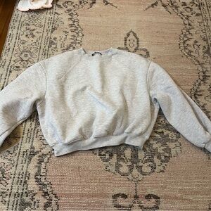 Zara Light Gray Ribbed Sweatshirt